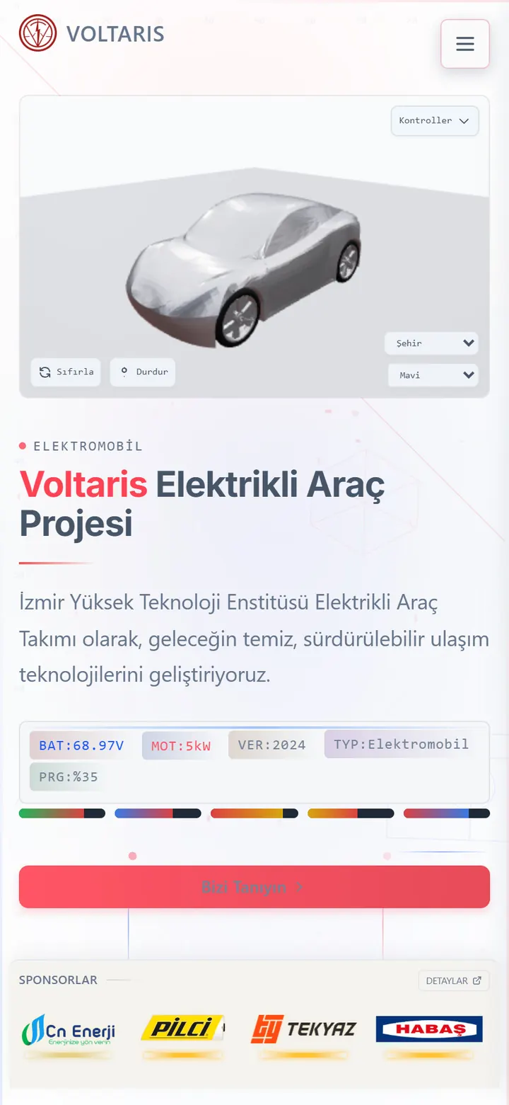 İYTE Voltaris website on a phone