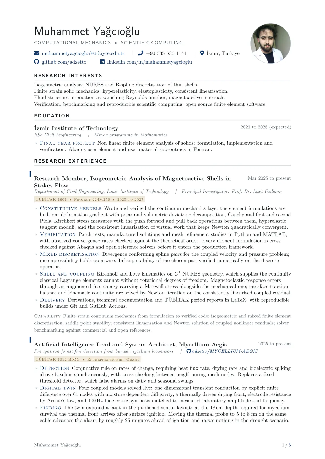 CV, English, page 1