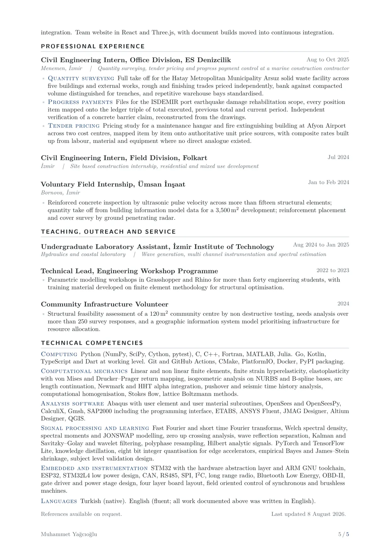 CV, English, page 5